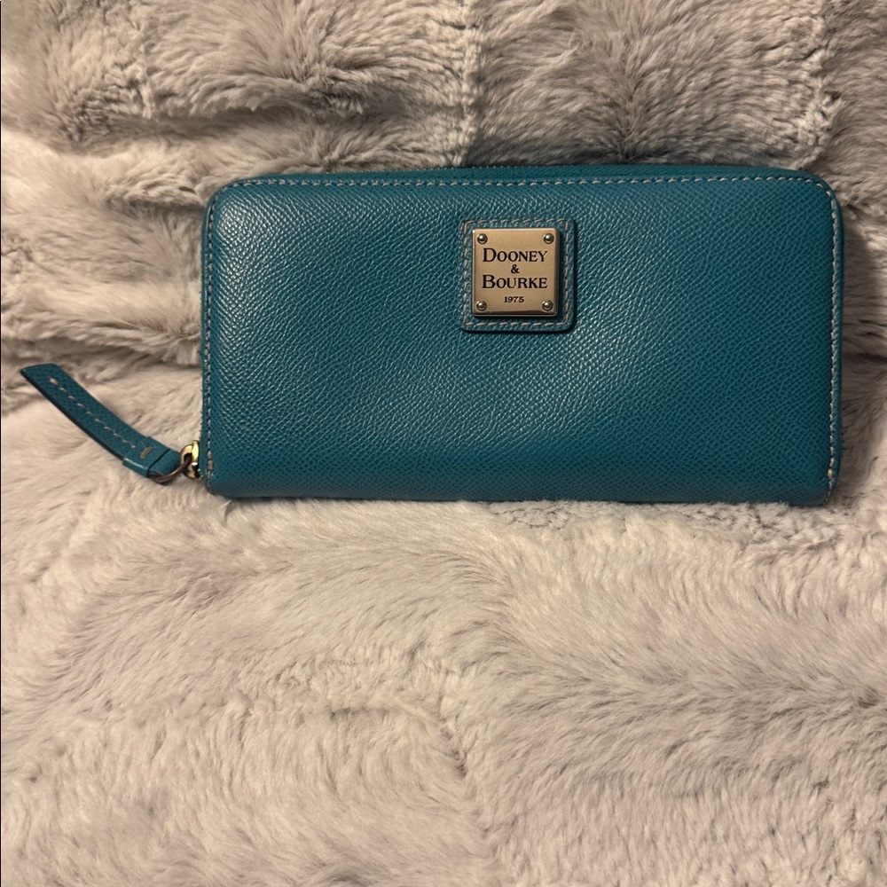 Dooney & Bourke Teal Zip Around Leather Wallet